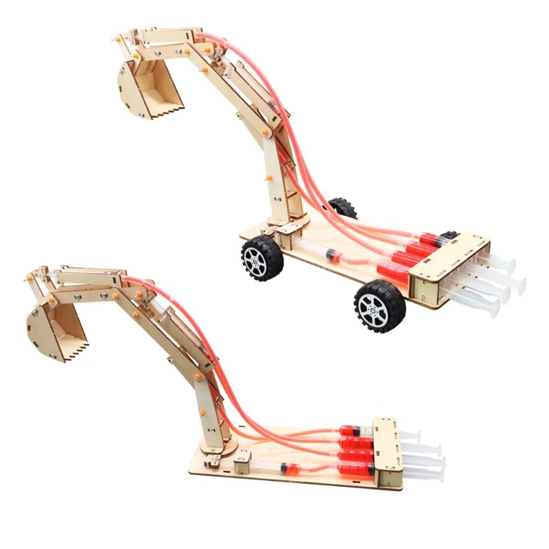 Science Diy Model - Handgemaakte hydraulische graafmachine DIY Student Technologie