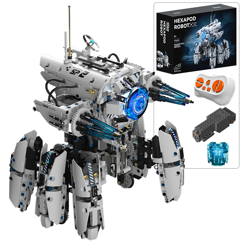 Science Robot - Technische programmering Hexapod-robot Sciencefiction Oorlogsmachine Bouwstenen