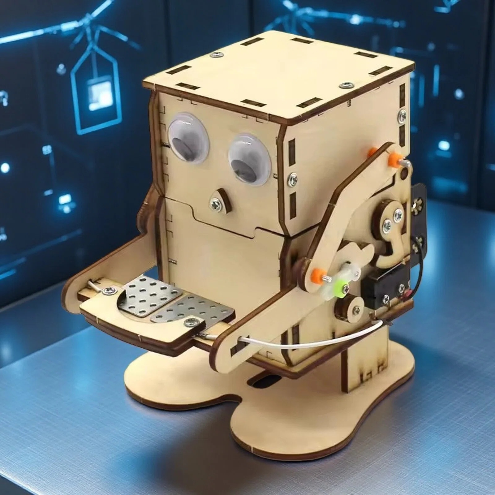 Science Diy Model - Muntzogende eetrobot model DIY houten bouwpakket