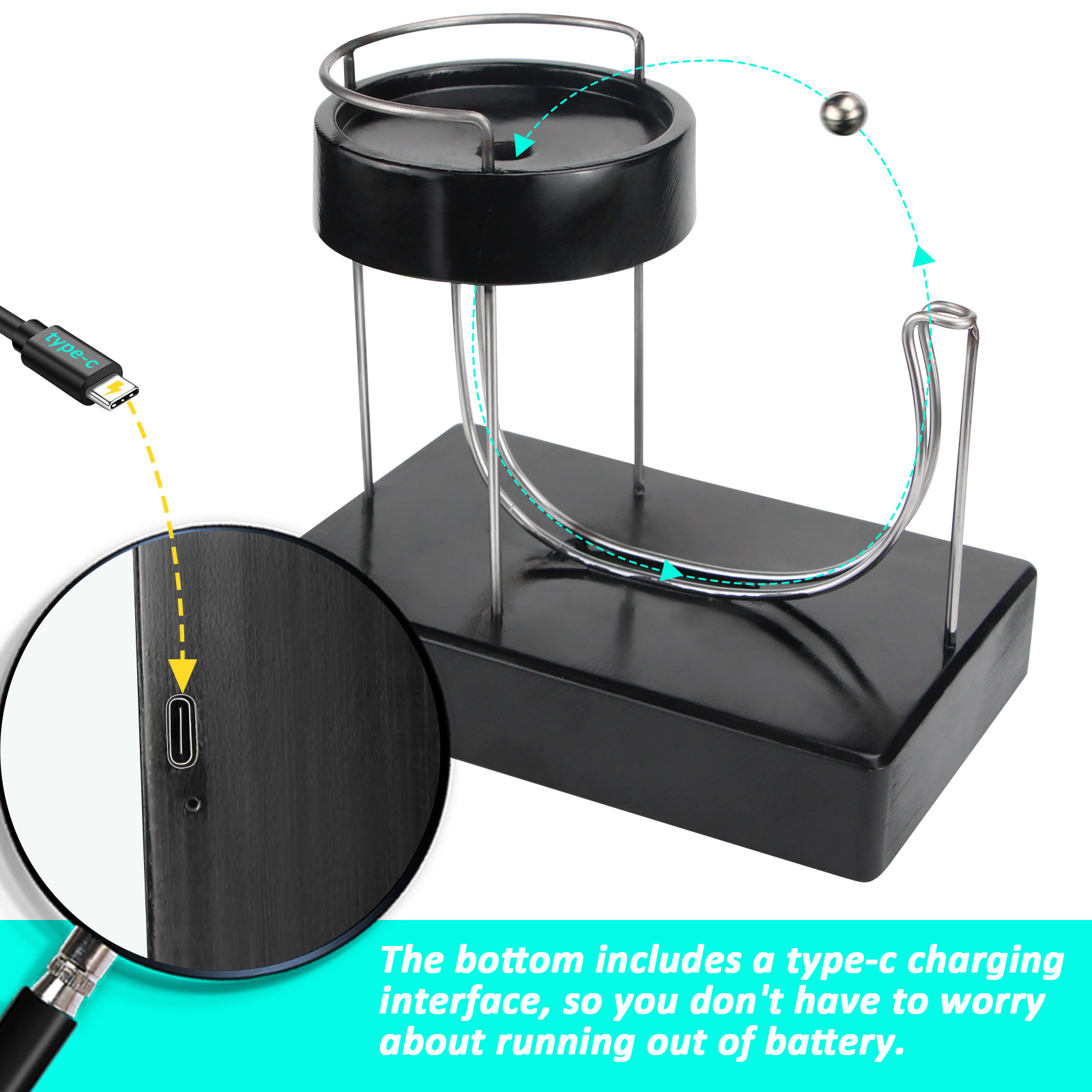 Zwart Opgeladen Perpetual Plas - Newton Cradle Large recensie en prijs