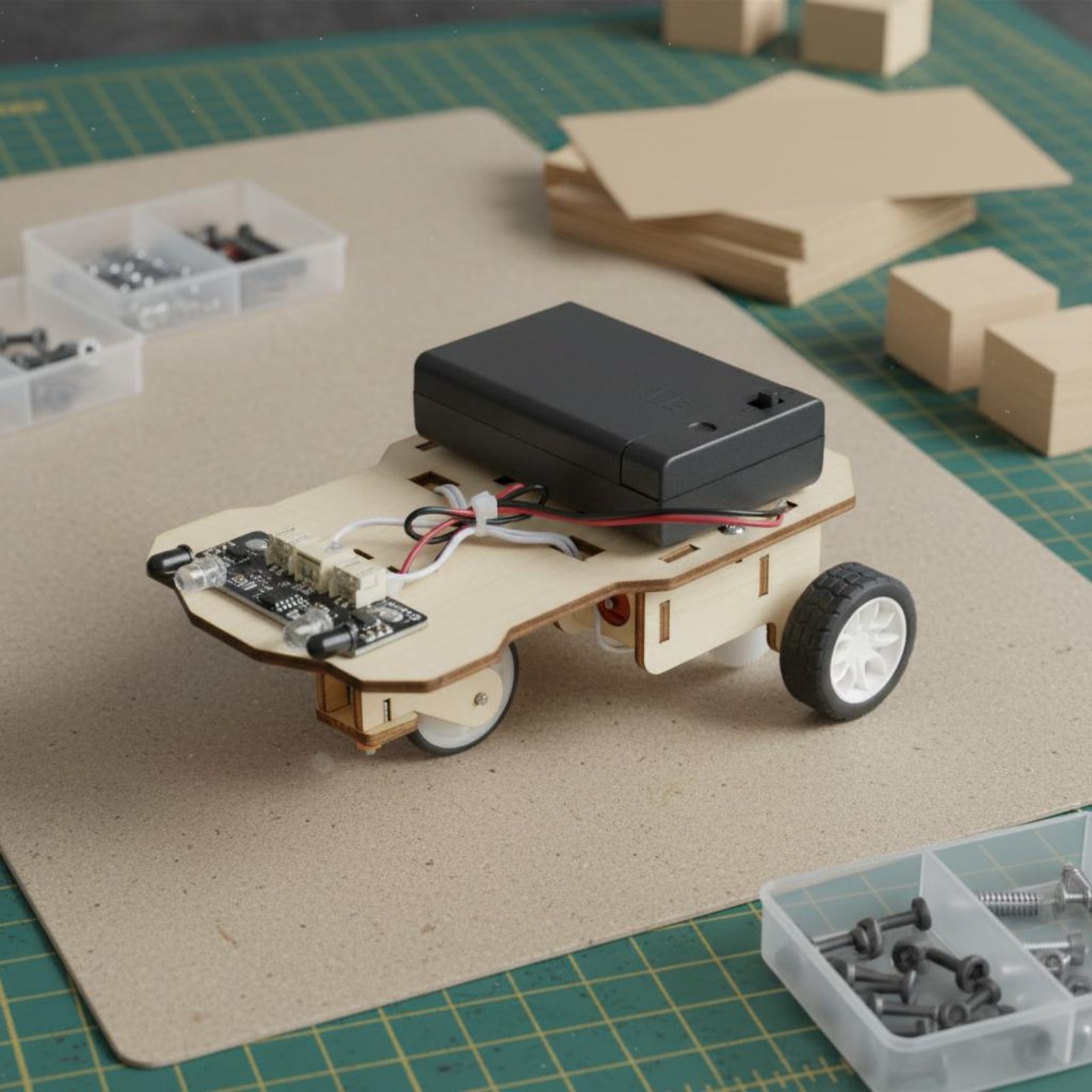 Houten intelligente voertuigbo - Science Robot recensie en prijs